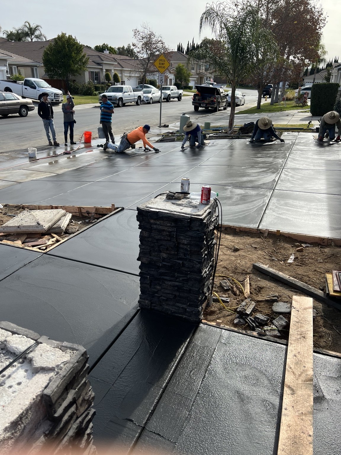Luxury Exterior Remodel and Decorative Concrete construction progress by Lightning Construction